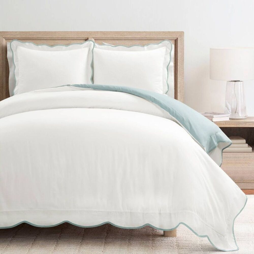 Lush Décor 3pc Full/Queen Coastal Chic Duvet Set Blue/White Cotton